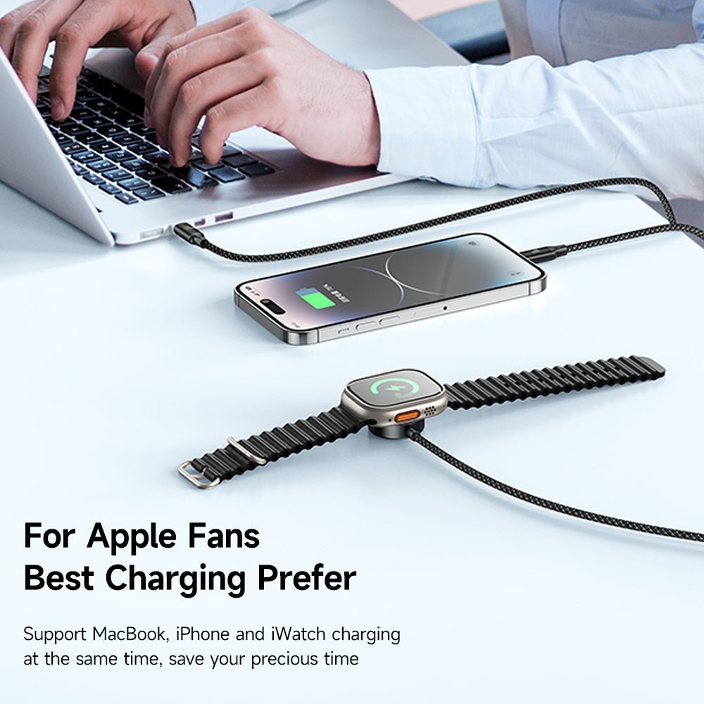3 in 1 Wireless Charging Cable for iWatch iPhone Mac.