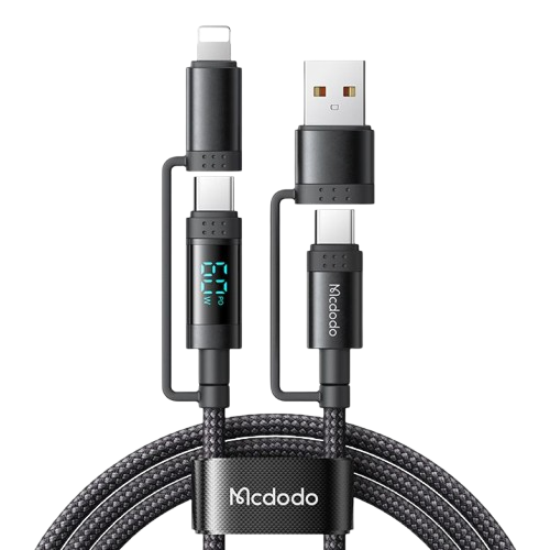4-in-1 Multi-Device Fast Charging Cable with Watt Display