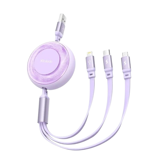 3 in 1 Retractable Cable USB-C, MICRO USB, Lightning